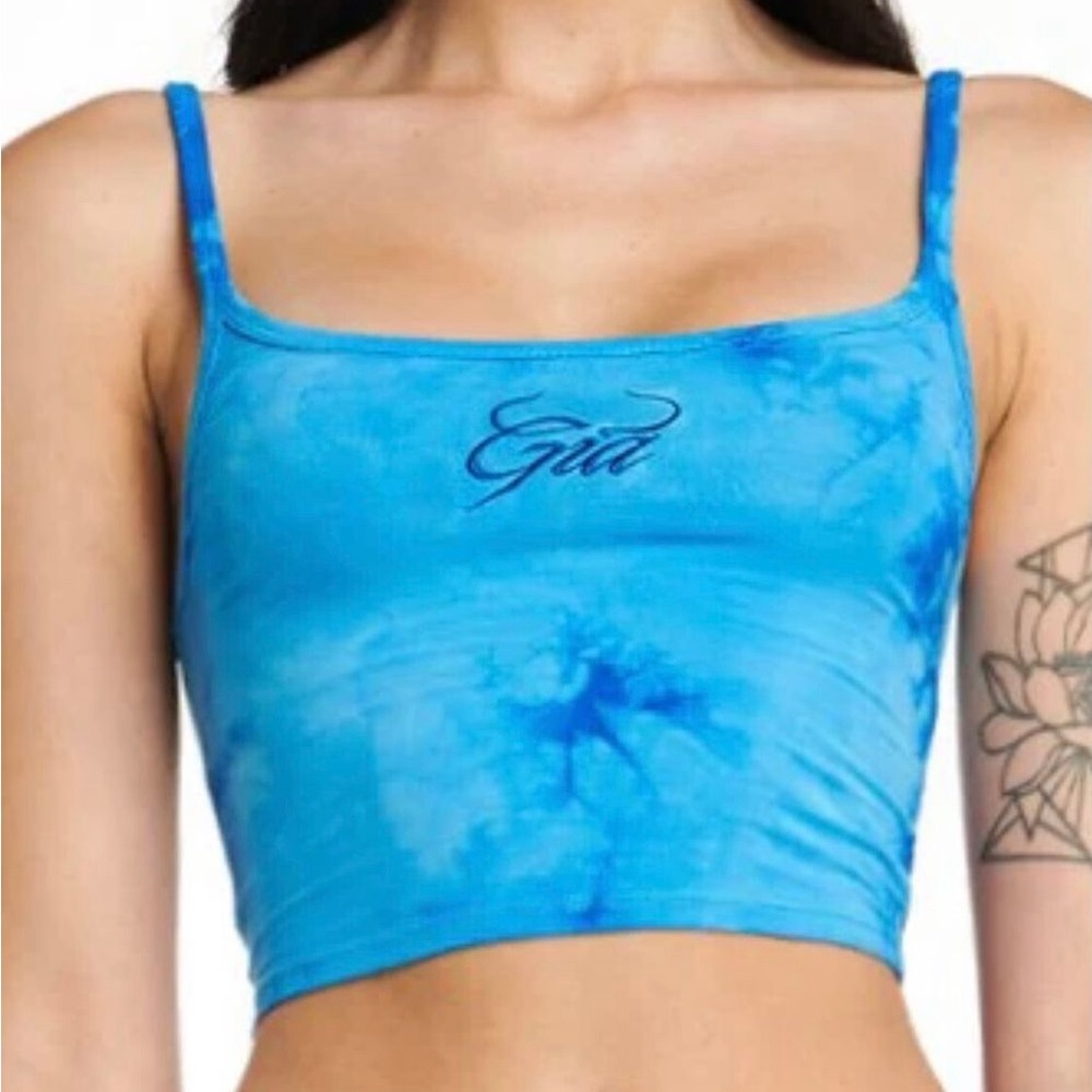 I.AM.GIA Blue Tie-Dye Cropped Tank Top